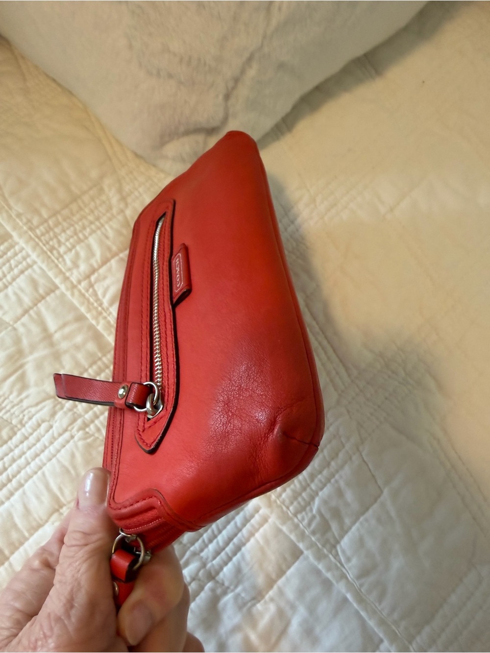 Coach Red Leather Wristlet Wallet 8x5 - Picture 8 of 9